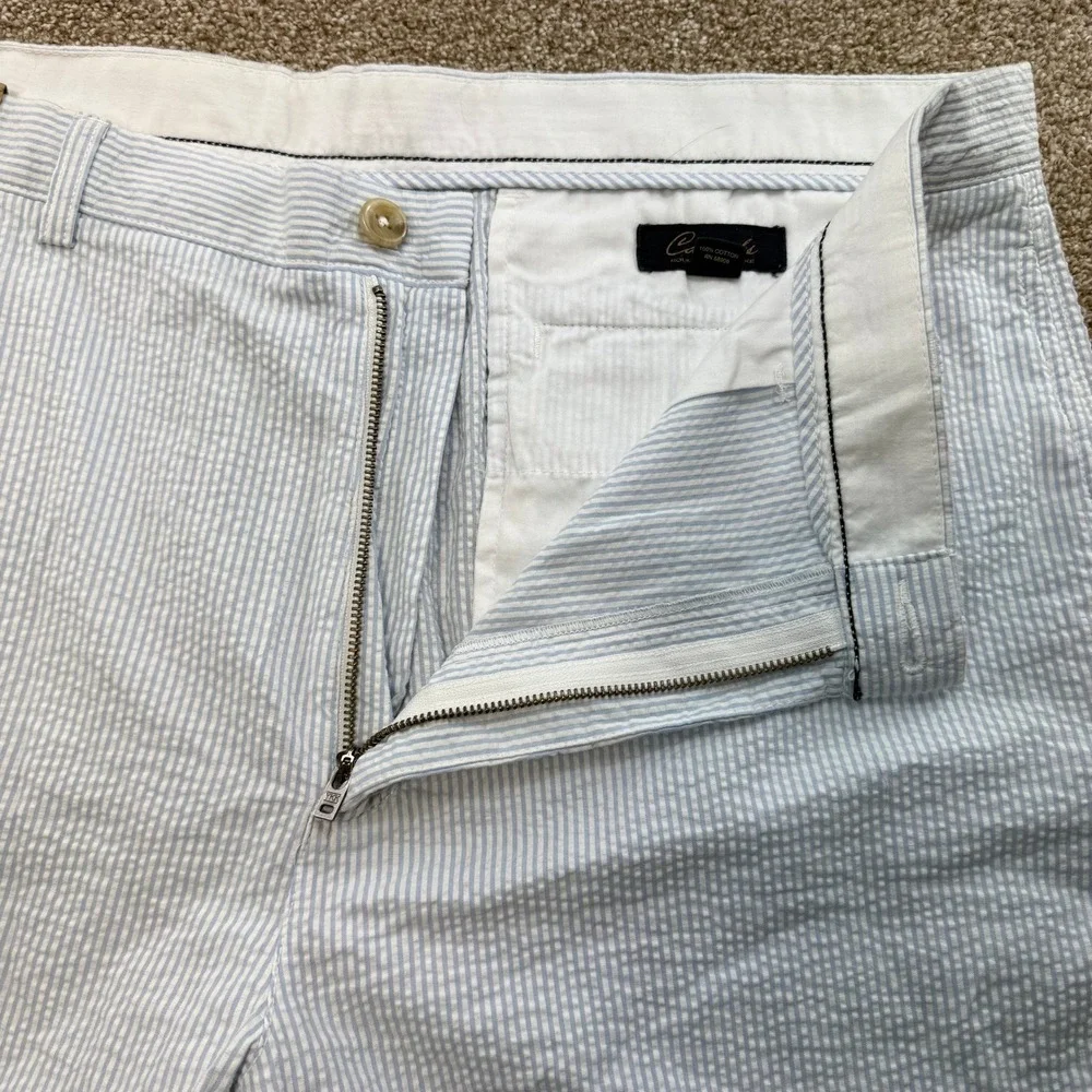 NEW Roundtree & Yorke Casuals Mens 42 Striped Seersucker Relaxed Shorts Casual